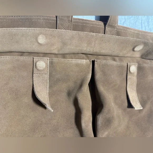 Men's H&M Atelier Suede Tote Bag Brown Large Minimalist Leather Shopper A/W 2025 - Picture 10 of 12